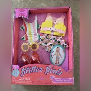 New in box glitter girls summer outfit and accessories